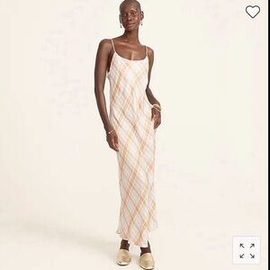 J. Crew Eco cupro slip dress in pale sky tartan - 12